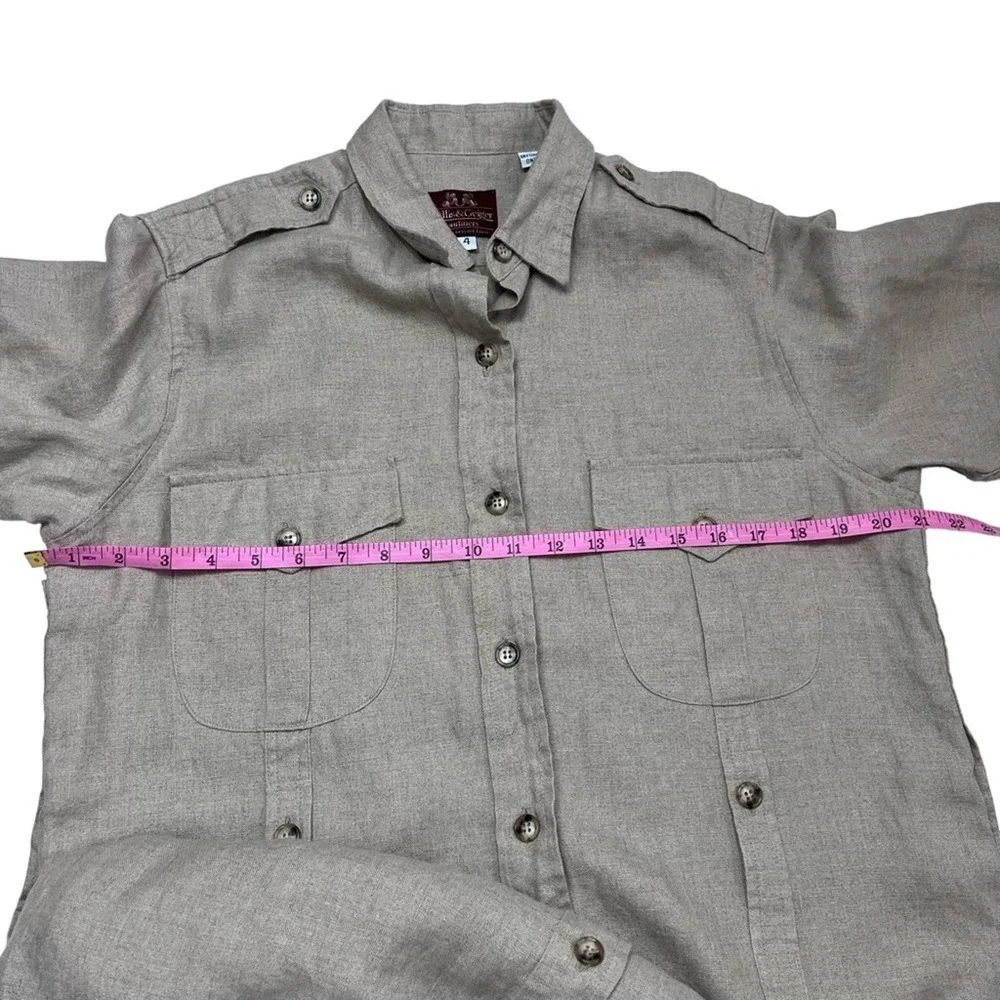 Willis & Geiger Outfitters Safari Shirt Dress Long Khaki Button Front Linen